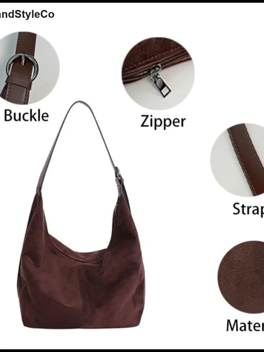 Suede PU Dumpling Hobo Bag Vintage Convertible Crossbody Handbag
